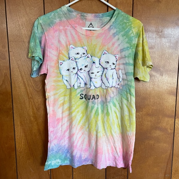 Rare HTF UNIF Squad Kittens Cat Tie-Dye T-Shirt Tee Shirt Top XS